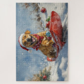 Rhodesian Ridgeback Dog in Sledge Weihnachten Puzzle (Vertikal)