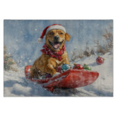 Rhodesian Ridgeback Dog in Sledge Weihnachten Schneidebrett (Vorderseite)