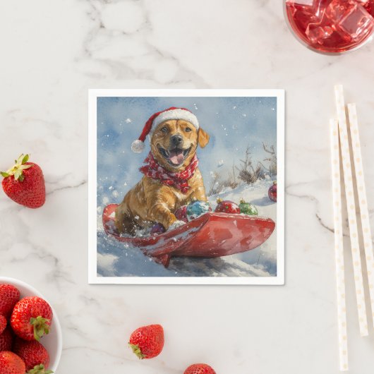 Rhodesian Ridgeback Dog in Sledge Weihnachten Serviette (Beispiel)