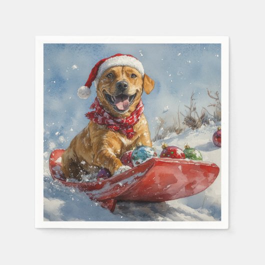 Rhodesian Ridgeback Dog in Sledge Weihnachten Serviette (Vorderseite)