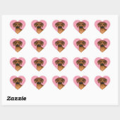 Rhodesian Ridgeback Dog Kopf auf rosa Liebe Herz Herz-Aufkleber (Blatt)