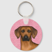 Rhodesian Ridgeback Dog Kopf auf rosa Liebe Herz Schlüsselanhänger (Vorderseite)
