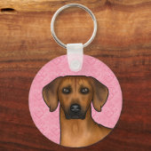 Rhodesian Ridgeback Dog Kopf auf rosa Liebe Herz Schlüsselanhänger (Vorderseite)