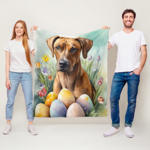 Rhodesian Ridgeback Dog mit Ostereier Holiday Fleecedecke