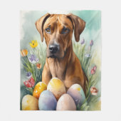 Rhodesian Ridgeback Dog mit Ostereier Holiday Fleecedecke (Vorderseite)