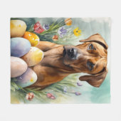 Rhodesian Ridgeback Dog mit Ostereier Holiday Fleecedecke (Vorderseite (Horizontal))