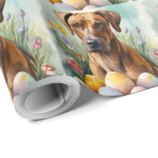 Rhodesian Ridgeback Dog mit Ostereier Holiday Geschenkpapier (Rolleneckpunkt)