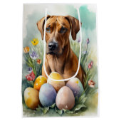 Rhodesian Ridgeback Dog mit Ostereier Holiday Mittlere Geschenktüte (Rückseite)