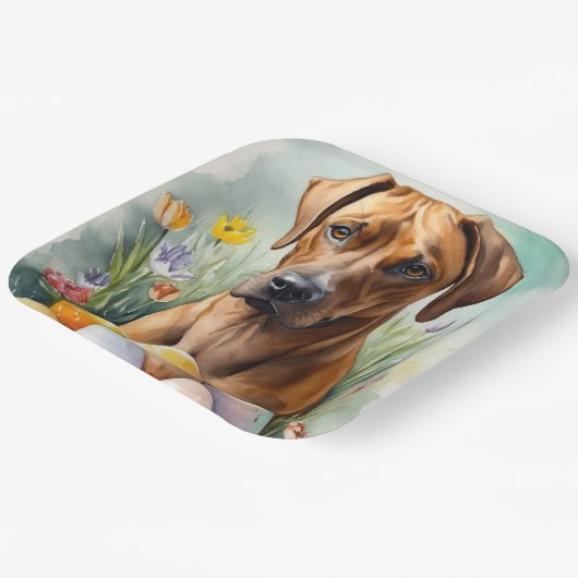 Rhodesian Ridgeback Dog mit Ostereier Holiday Pappteller (Gewinkelt)