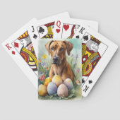 Rhodesian Ridgeback Dog mit Ostereier Holiday Spielkarten (Rückseite)