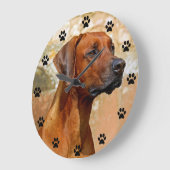 Rhodesian Ridgeback Dog Paw Print Time Große Wanduhr (Winkel)