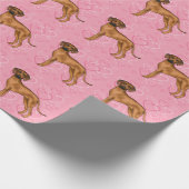 Rhodesian Ridgeback Dog Pink Liebe Herzmuster Geschenkpapier (Ecke)