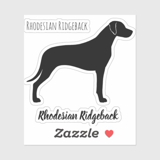 Rhodesian Ridgeback Dog Silhouette Ridgie Vinyl Aufkleber (Blatt)