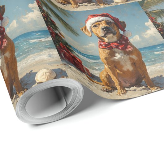 Rhodesian Ridgeback Dog Vintager Strand Geschenkpapier (Rolleneckpunkt)