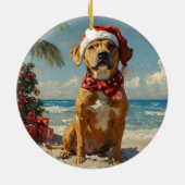 Rhodesian Ridgeback Dog Vintager Strand Keramik Ornament (Hinten)