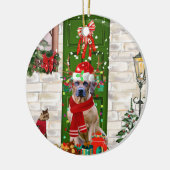 Rhodesian Ridgeback Dog Weihnachten Keramik Ornament (Links)