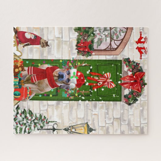 Rhodesian Ridgeback Dog Weihnachten Puzzle (Horizontal)
