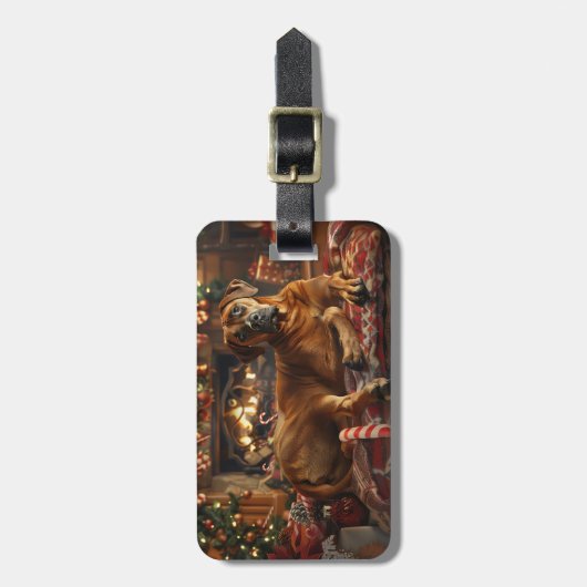 Rhodesian Ridgeback Dog Weihnachtsfest Gepäckanhänger (Vorderseite vertikal)