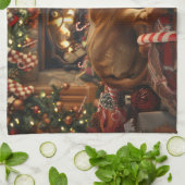 Rhodesian Ridgeback Dog Weihnachtsfest Geschirrtuch (Gefaltet)