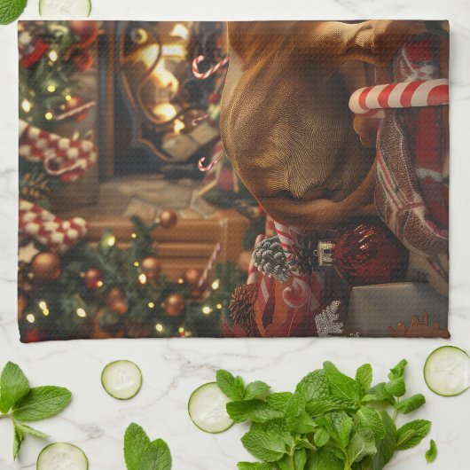 Rhodesian Ridgeback Dog Weihnachtsfest Geschirrtuch (Gefaltet)