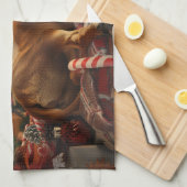 Rhodesian Ridgeback Dog Weihnachtsfest Geschirrtuch (Viertel Falte)