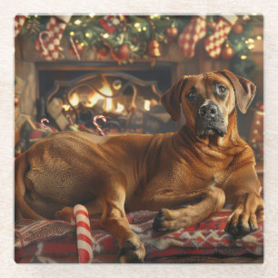 Rhodesian Ridgeback Dog Weihnachtsfest Glasuntersetzer