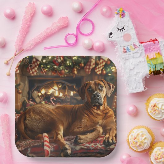 Rhodesian Ridgeback Dog Weihnachtsfest Pappteller (Party)