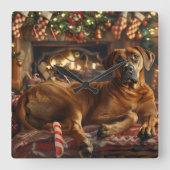 Rhodesian Ridgeback Dog Weihnachtsfest Quadratische Wanduhr (Vorderseite)