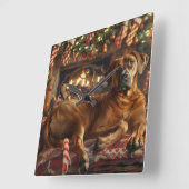 Rhodesian Ridgeback Dog Weihnachtsfest Quadratische Wanduhr (Winkel)