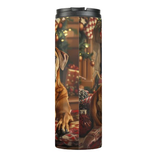 Rhodesian Ridgeback Dog Weihnachtsfest Thermosbecher (Rückseite)