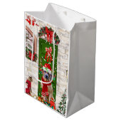 Rhodesian Ridgeback Dog Weihnachtsgeschenktasche Mittlere Geschenktüte (Vorderseite Schrägansicht)