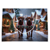 Rhodesian Ridgeback Dogs Christmas Snow Holiday Große Geschenktüte (Vorderseite)