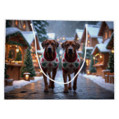 Rhodesian Ridgeback Dogs Christmas Snow Holiday Große Geschenktüte (Rückseite)
