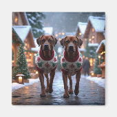 Rhodesian Ridgeback Dogs Christmas Snow Holiday Magnet (Vorne)