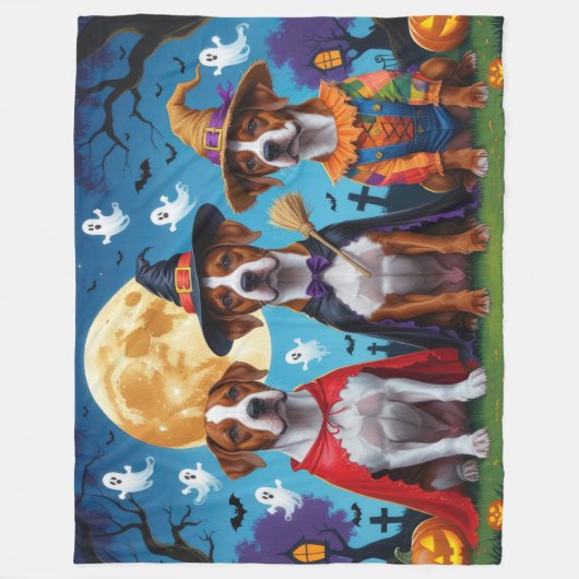 Rhodesian Ridgeback Dogs Pumpkin Halloween Funny Fleecedecke (Vorderseite)