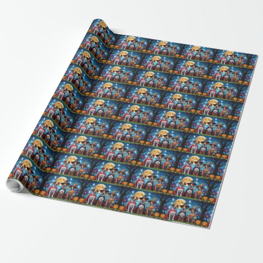 Rhodesian Ridgeback Dogs Pumpkin Halloween Funny Geschenkpapier (Ungerollt)
