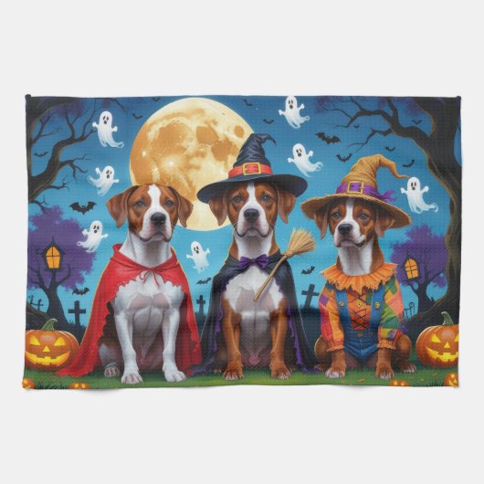 Rhodesian Ridgeback Dogs Pumpkin Halloween Funny Geschirrtuch (Horizontal)