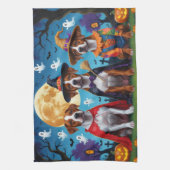 Rhodesian Ridgeback Dogs Pumpkin Halloween Funny Geschirrtuch (Vertikal)