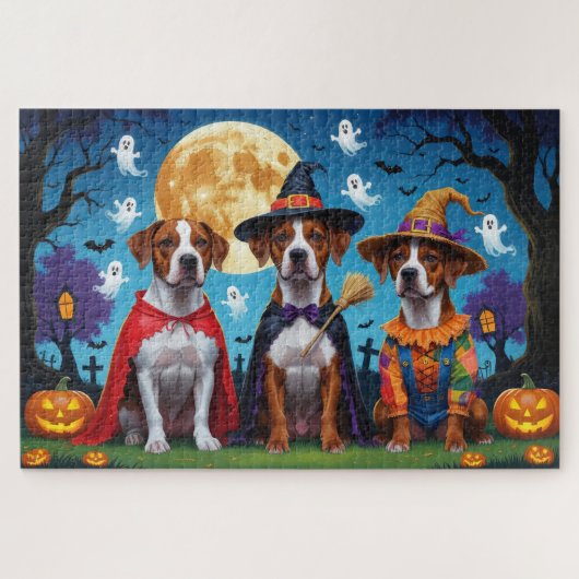 Rhodesian Ridgeback Dogs Pumpkin Halloween Funny Puzzle (Horizontal)