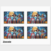 Rhodesian Ridgeback Dogs Pumpkin Halloween Funny Rechteckiger Aufkleber (Blatt)