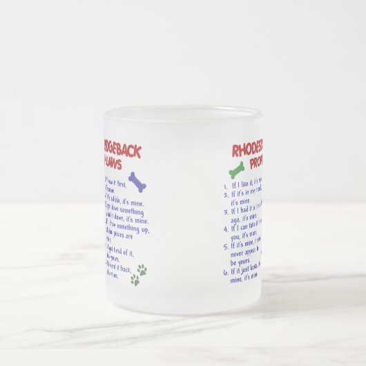 RHODESIAN RIDGEBACK Eigentums-Gesetze 2 Mattglastasse (Mittel)