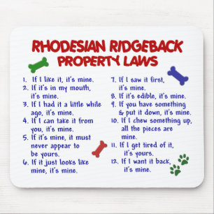 RHODESIAN RIDGEBACK Eigentums-Gesetze 2 Mousepad