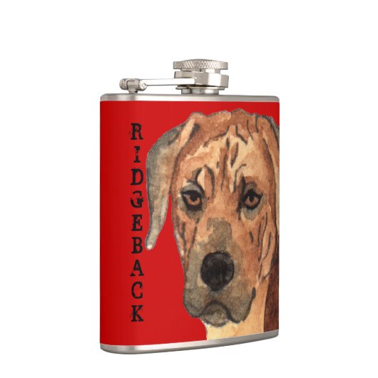 Rhodesian Ridgeback Farbblock Flachmann (Rechts)