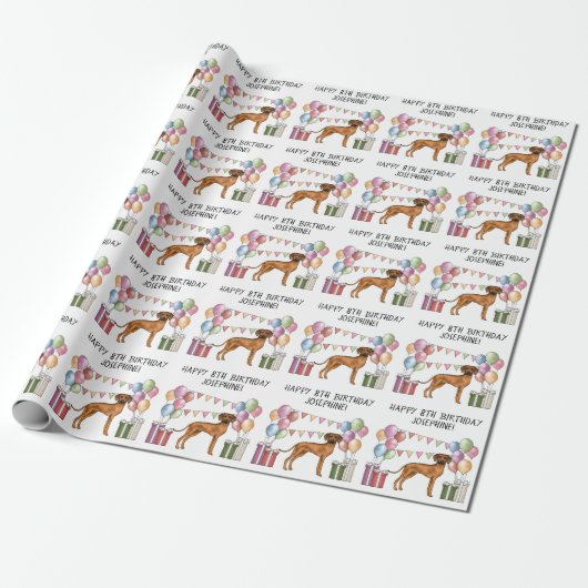 Rhodesian Ridgeback farbenfrohe Pastel Happy Birth Geschenkpapier (Ungerollt)