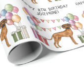 Rhodesian Ridgeback farbenfrohe Pastel Happy Birth Geschenkpapier (Rolleneckpunkt)