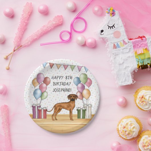 Rhodesian Ridgeback farbenfrohe Pastel Happy Birth Pappteller (Party)