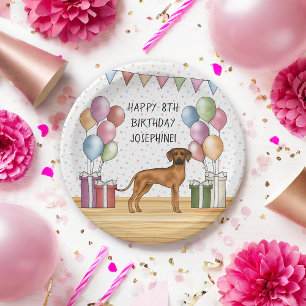 Rhodesian Ridgeback farbenfrohe Pastel Happy Birth Pappteller