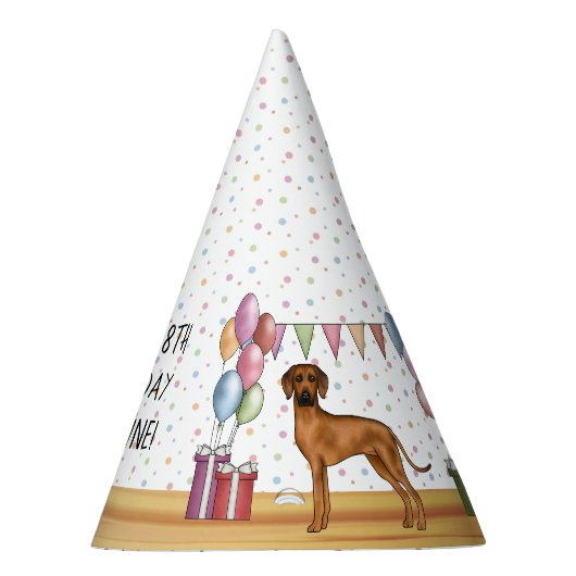 Rhodesian Ridgeback farbenfrohe Pastel Happy Birth Partyhütchen (Rechts)