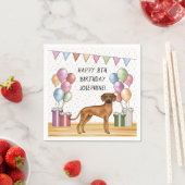 Rhodesian Ridgeback farbenfrohe Pastel Happy Birth Serviette (Beispiel)