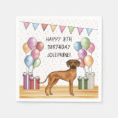 Rhodesian Ridgeback farbenfrohe Pastel Happy Birth Serviette (Vorderseite)